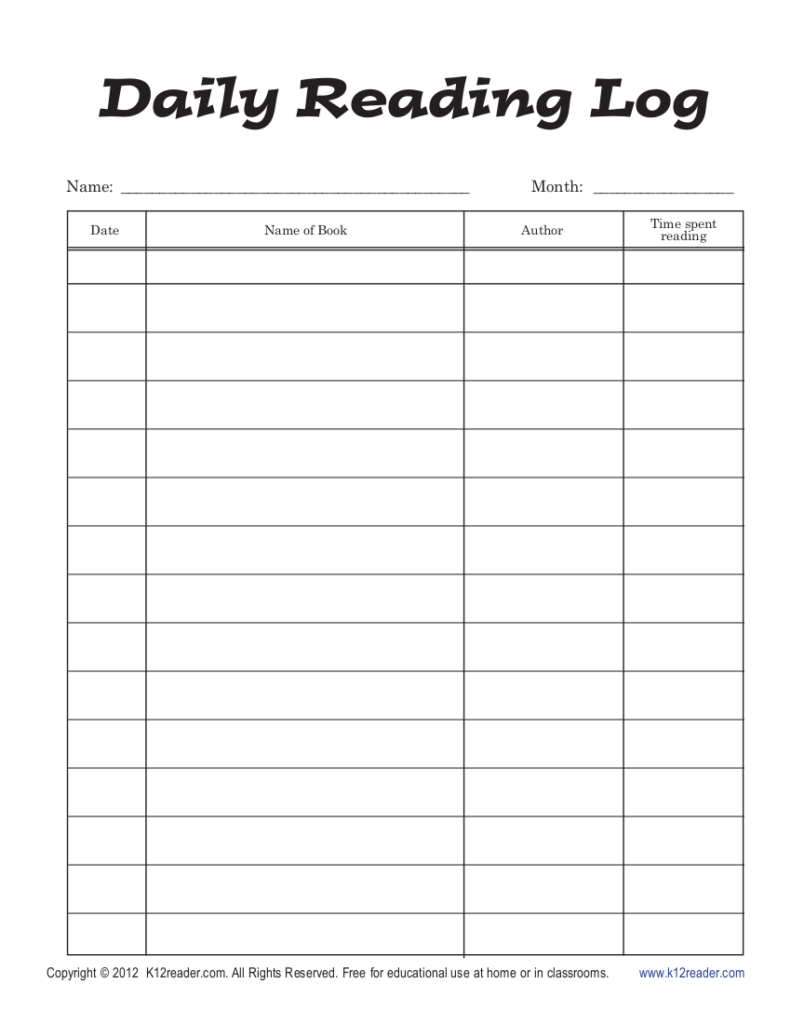 29 Printable Reading Log Examples In PDF Examples
