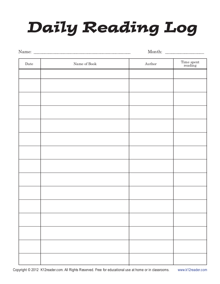 29 Printable Reading Log Examples In PDF Examples