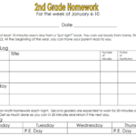 2nd Grade Reading Log January Template