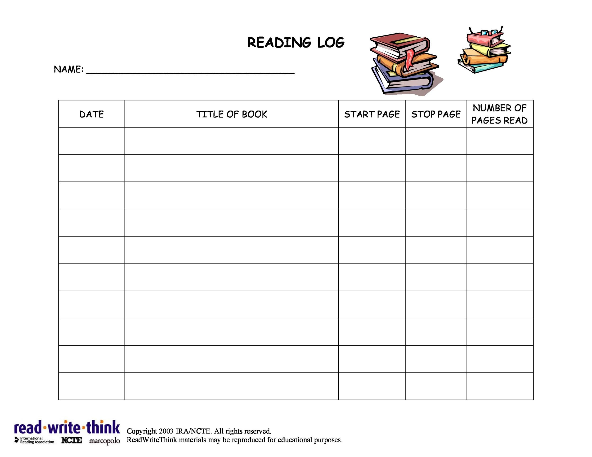 47 Printable Reading Log Templates For Kids Middle School Adults