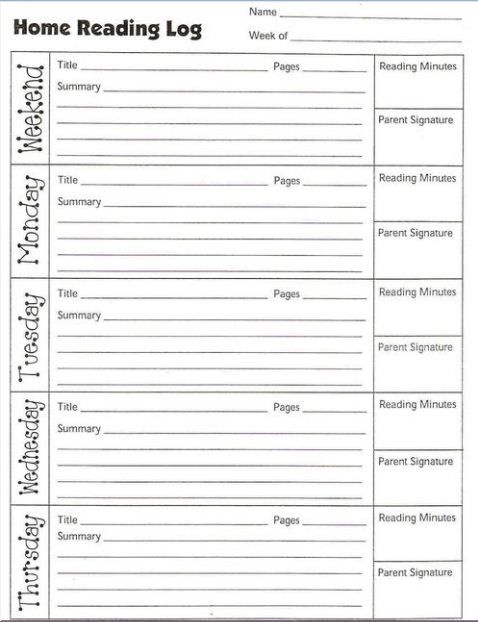 4th Grade Reading Log Reading Lessons Home Reading Log Weekly 