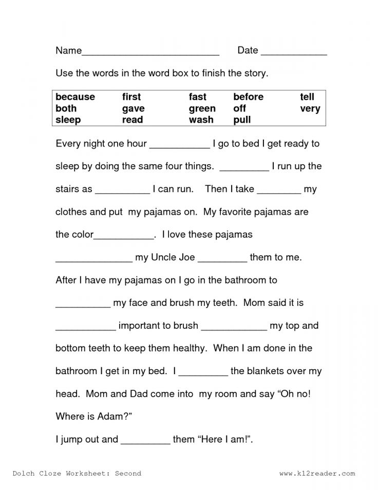 8 2Nd Grade Language Arts Cloze Worksheet 2nd Grade Reading 