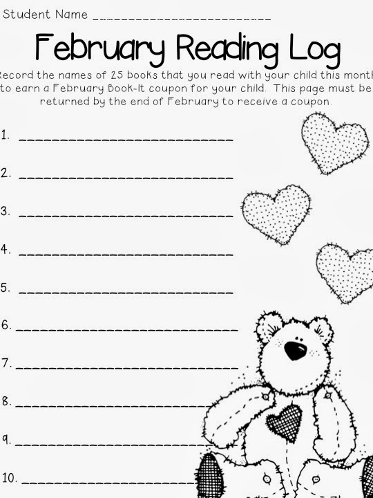 ABC s And Polka Dots February Book It Reading Log