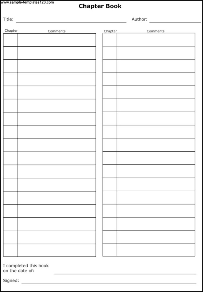 Book Chapter Log Template Sample Templates