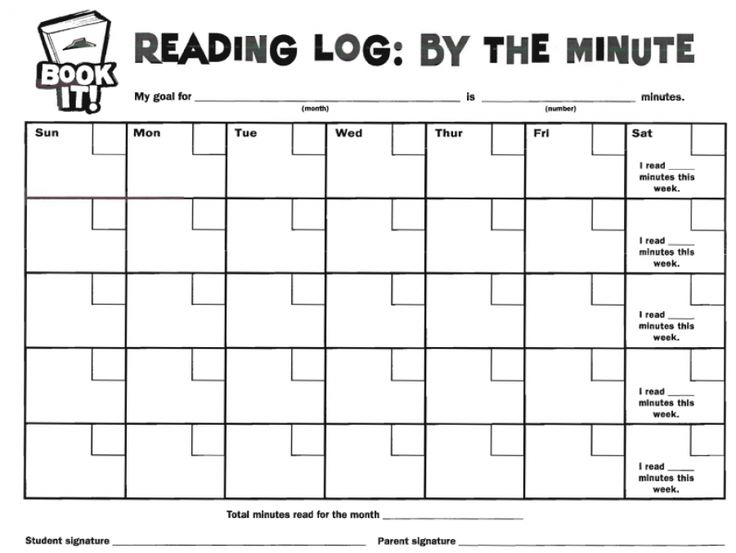 Book It Reading Log By The Minute Kindergarten Reading Log Reading