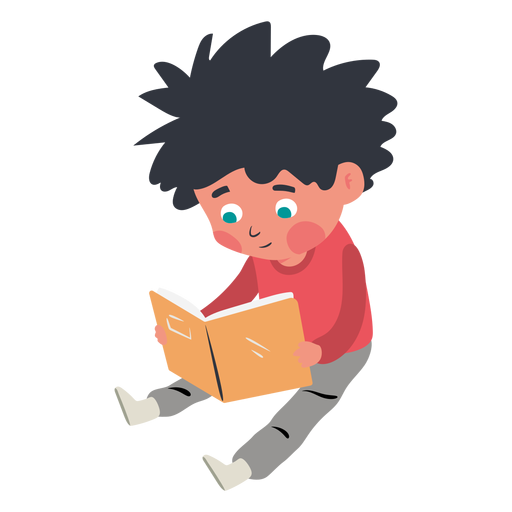 Boy Reading Book Character Transparent PNG SVG Vector File