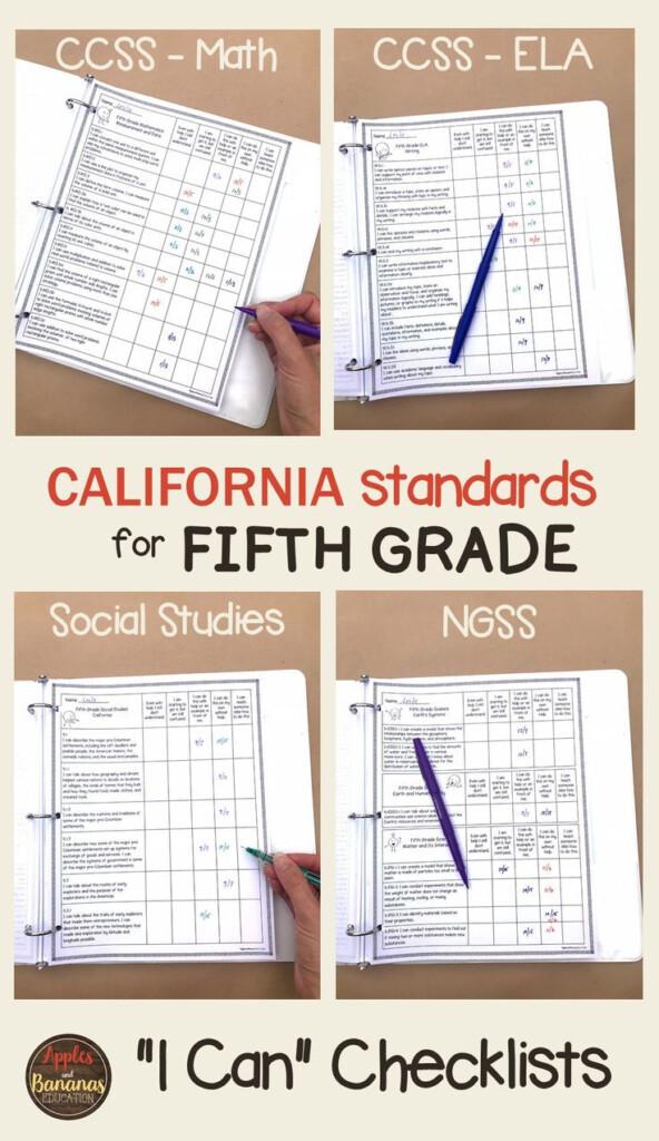 California Standards Checklists For All Core Content Areas Fifth 