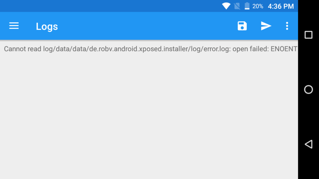 Cannot Read Log data data de robv android xposed installer log error 