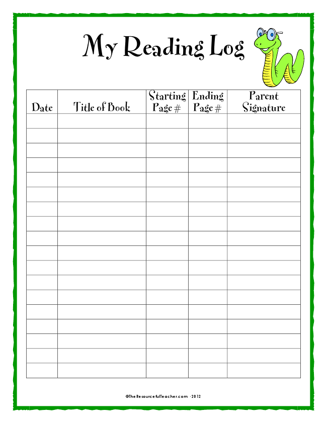 Daily Reading Log pdf Student Reading Kindergarten Reading Log 