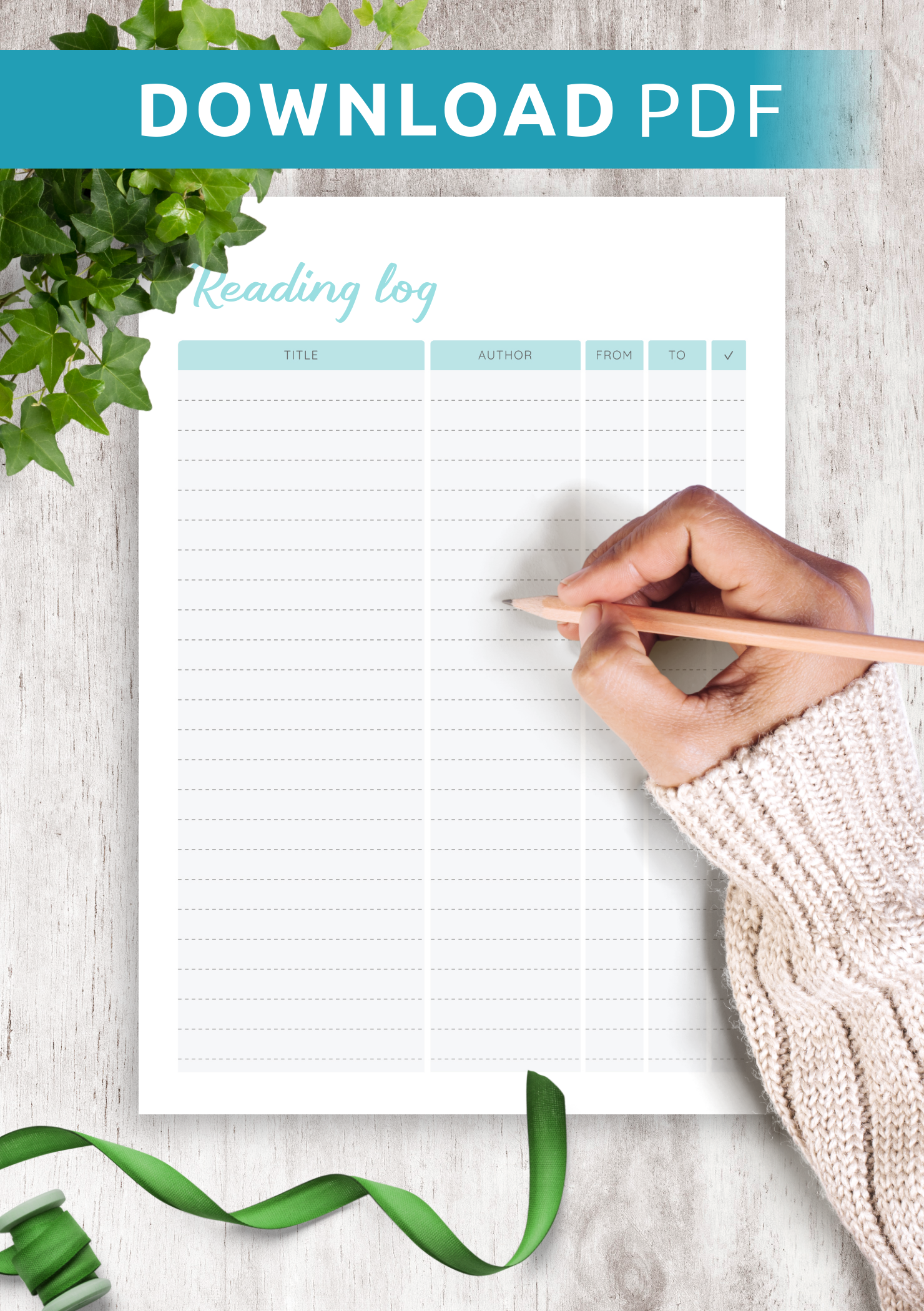 Download Printable Blue Book Reading Log Template PDF