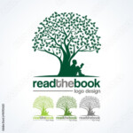 Education Logo Read A Book Under A Tree Illustration Design Logo