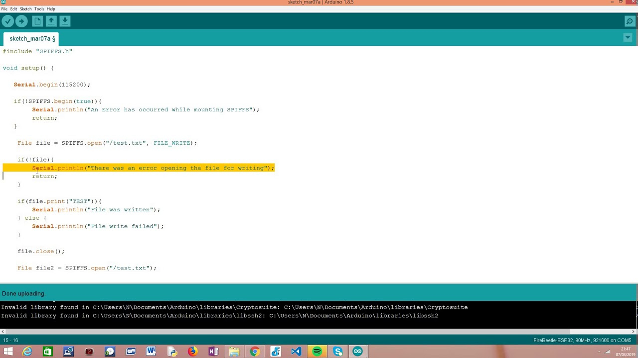 ESP32 Arduino SPIFFS Reading A File YouTube