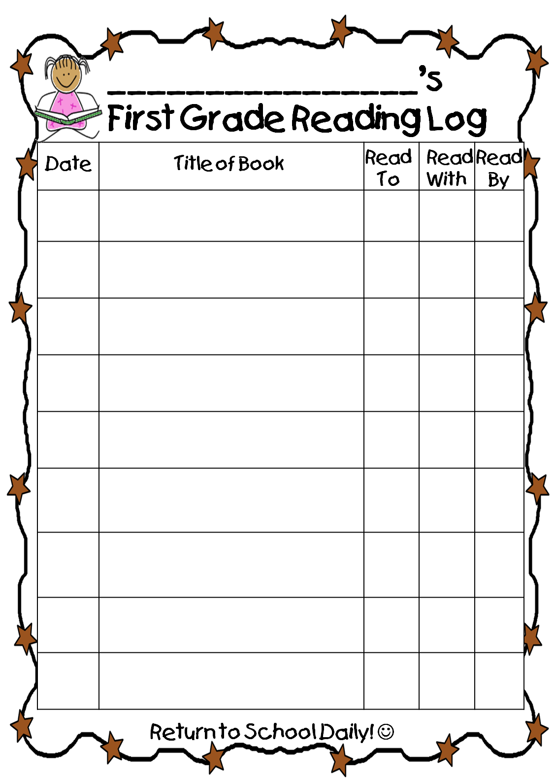 First Grade Wow Reading Log