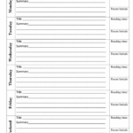 Fourth Grade Reading Log Worksheets 99Worksheets