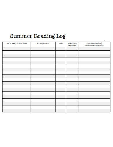 FREE 13 Summer Reading Log Templates In PDF MS Word Free Premium 