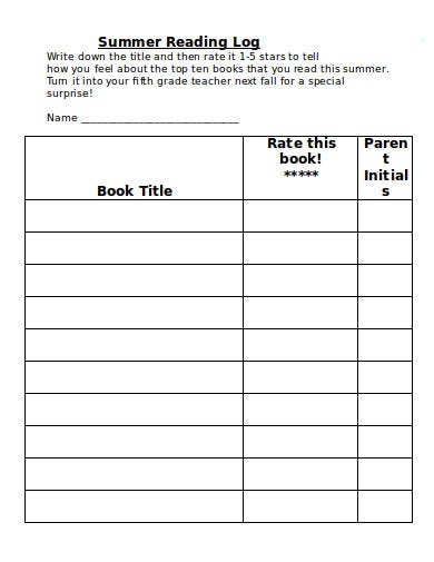 FREE 13 Summer Reading Log Templates In PDF MS Word Free Premium 