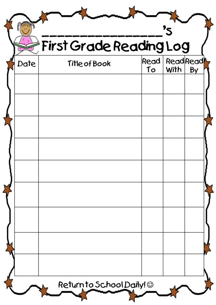 Free Printable 1st Grade Reading Log Josephine Wilson s Reading 