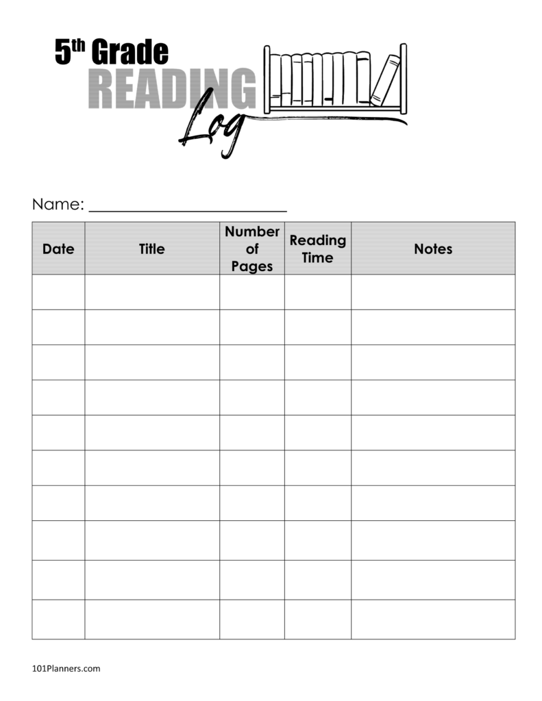 Free Printable Reading Log Template Bullet Journal Traditional