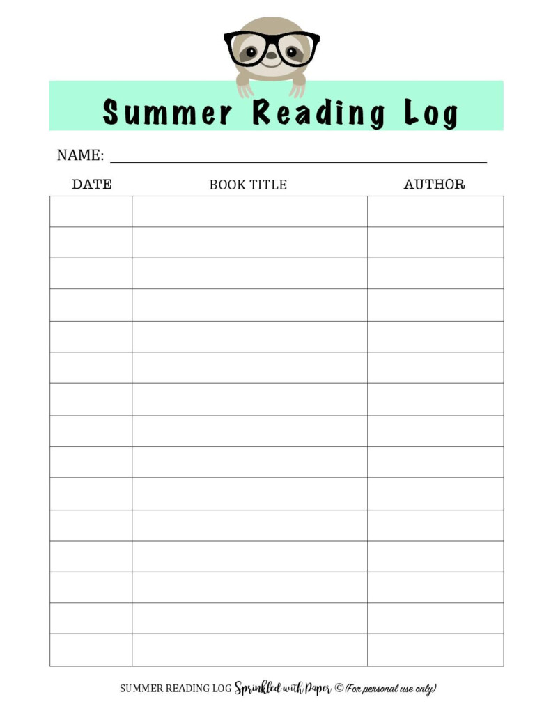 Free Printable Summer Reading Log Summer Reading Log Reading Logs 
