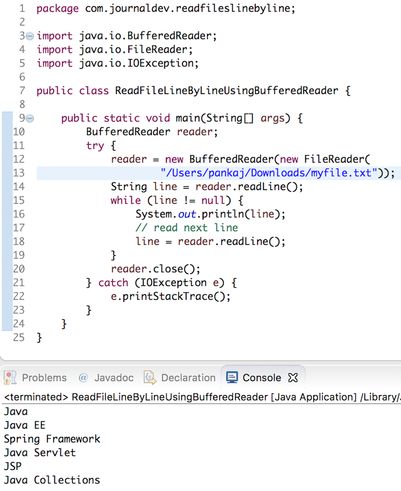 Java Read File Line By Line JournalDev