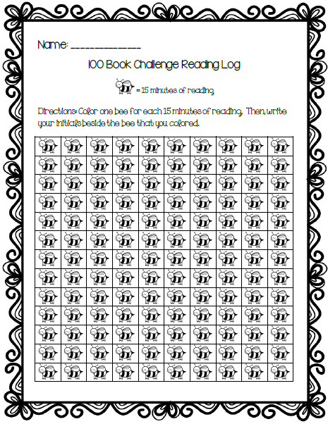 Mrs Black s Bees 100 Book Challenge Reading Log 100 Book Challenge