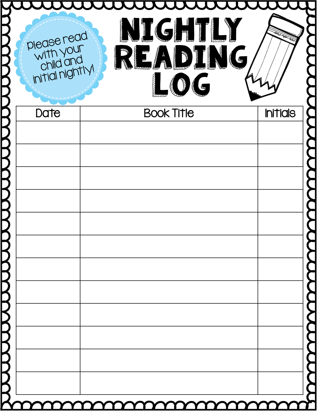 Nightly Reading Log pdf Google Drive First Grade Homework