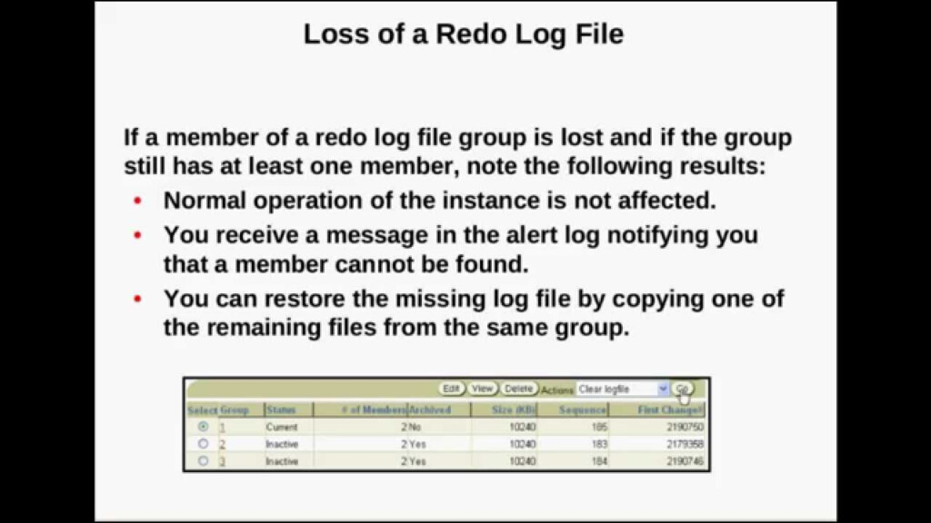 Oracle Tutorial For Beginners Redo Log File Incomplete Recovery YouTube