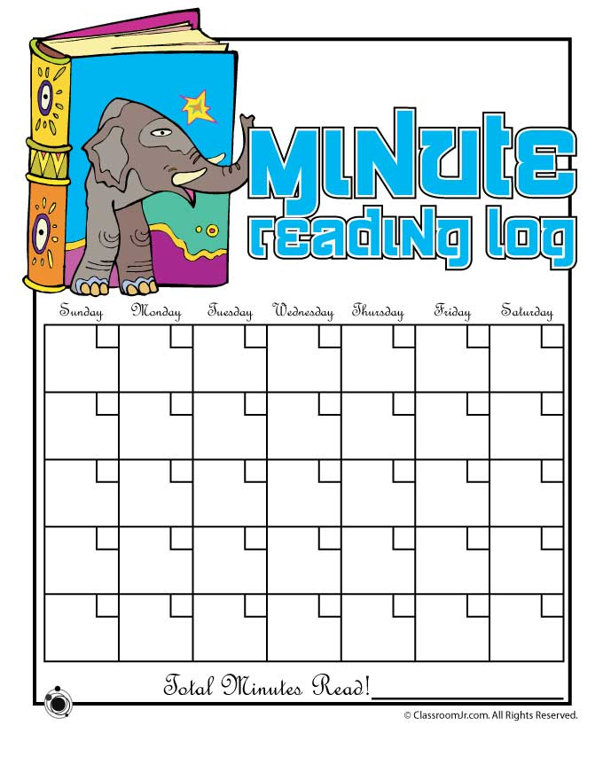 Printable Minute Reading Log Woo Jr Kids Activities