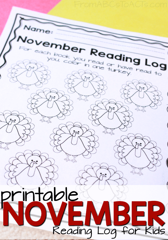 Printable November Reading Log From ABCs To ACTs