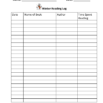 Printable Reading Log 4th Grade Template Calendar Design