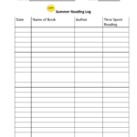 Printable Reading Log 4th Grade Template Calendar Design