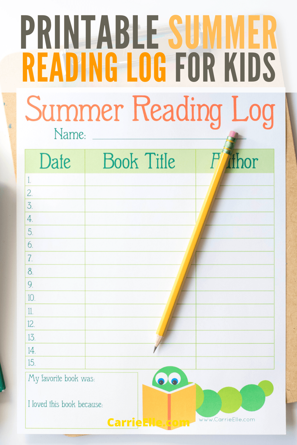 Printable Reading Log For Kids Summer Reading Carrie Elle Reading 