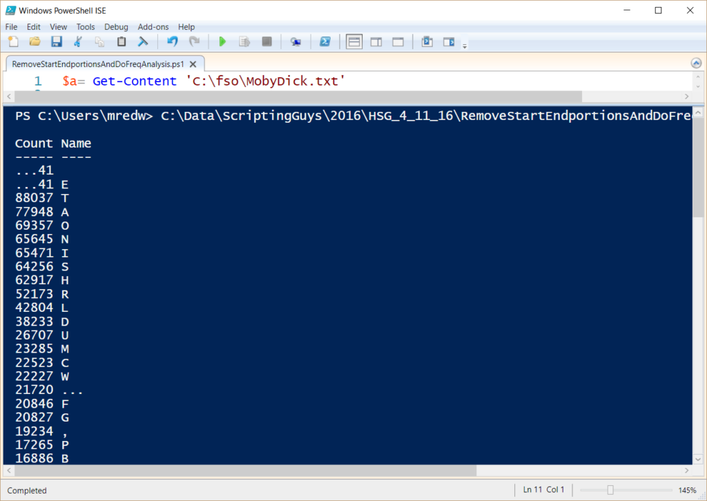 Read A Text File And Do Frequency Analysis By Using PowerShell 