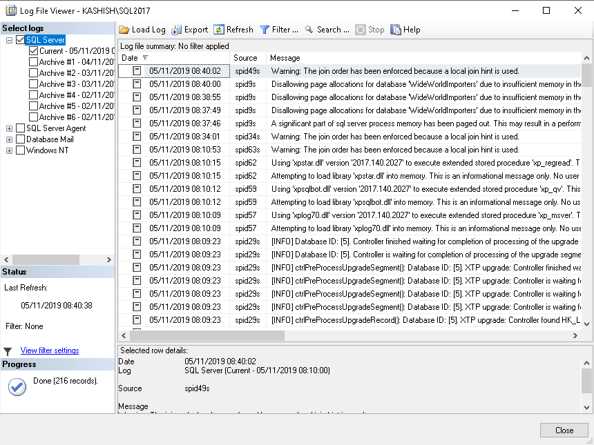 Read SQL Server Error Logs Using The Xp readerrorlog Command