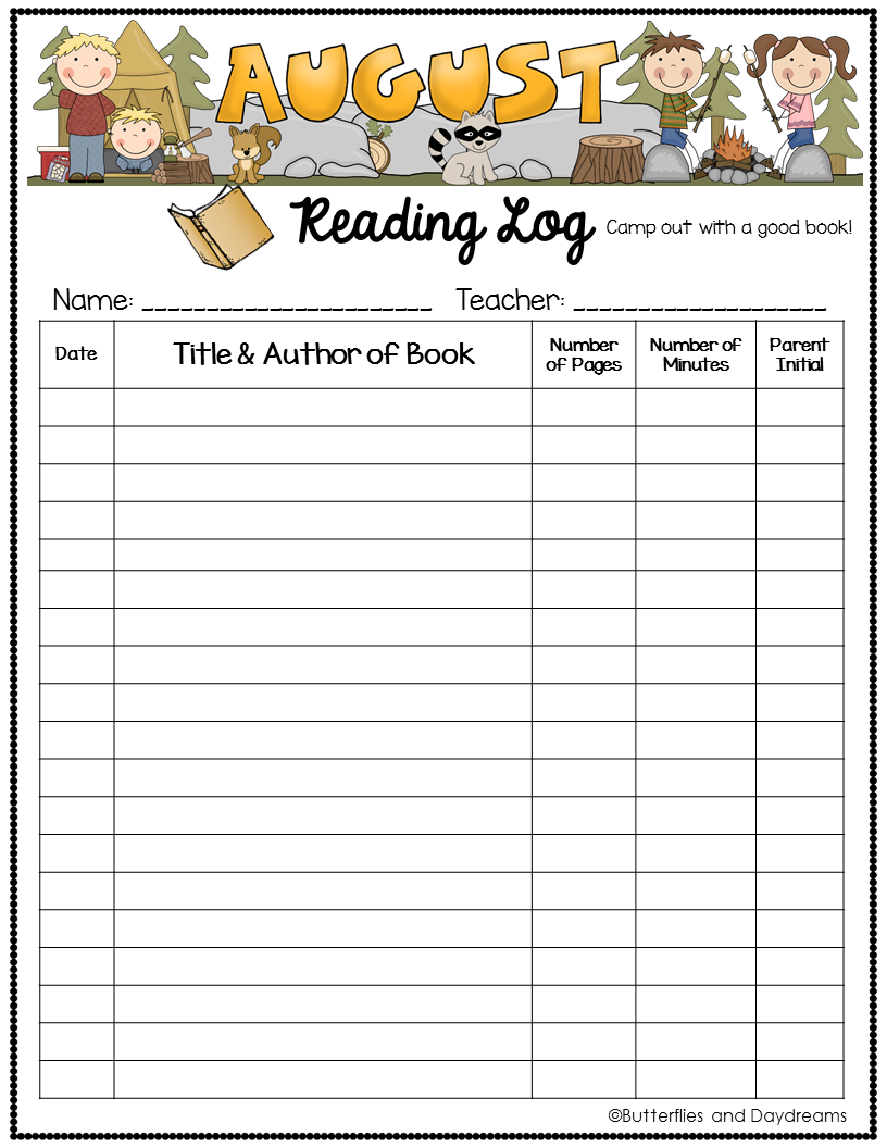 Reading Log August Reading Log September Reading Fall Classroom Ideas