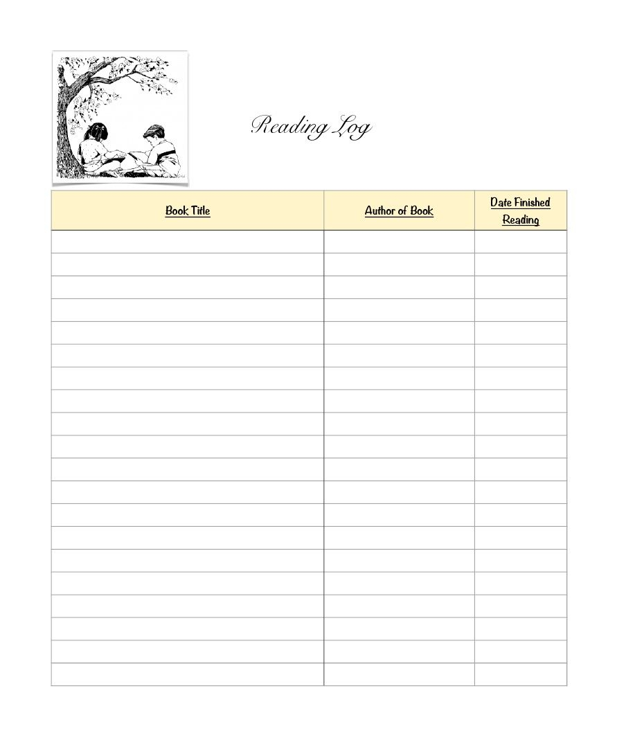 Reading Log Reading Log Printable Reading Log Reading