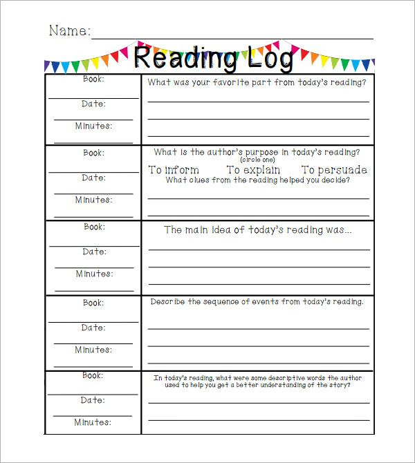 Reading Log Template Elementary Reading Log Reading Log Printable 