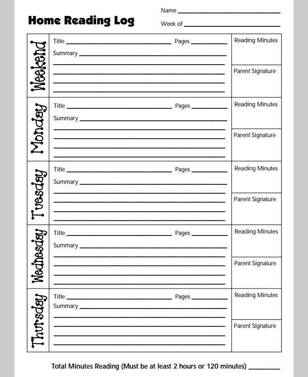 Reading Log Templates 14 Free Printable Word Excel PDF Formats