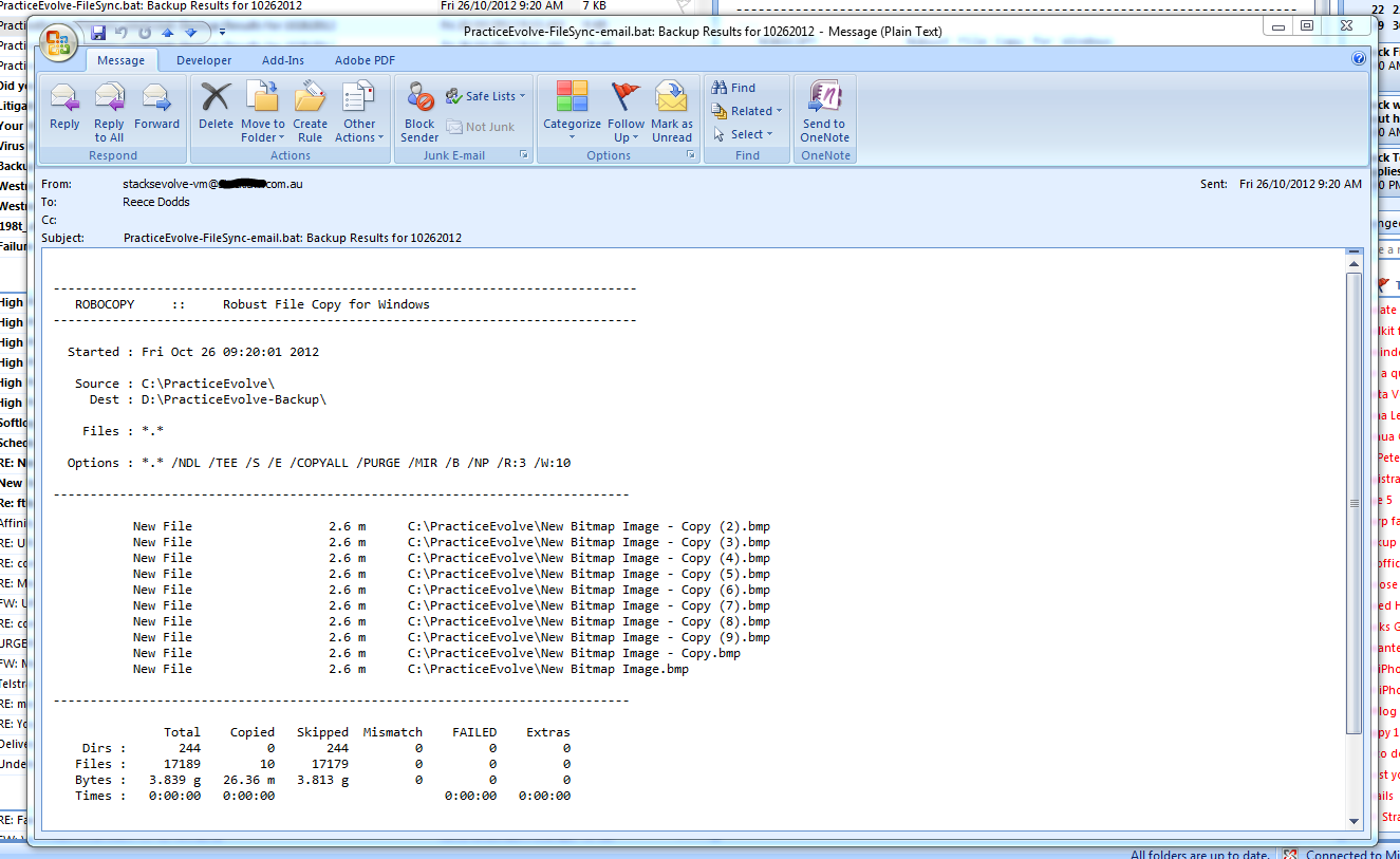 Scheduled Robocopy Seems To Work But Log File Not Being Changed 