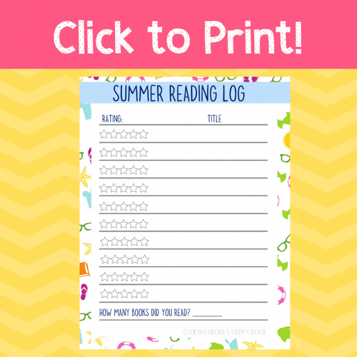 Simply Click On The Image Below To Print The Summer Reading Log For 