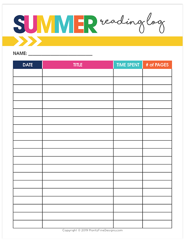 Summer Reading Log For Kids Adults Summer Reading Log Reading Log 