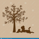 Vector Background With Children Read A Book Under Tree Vector