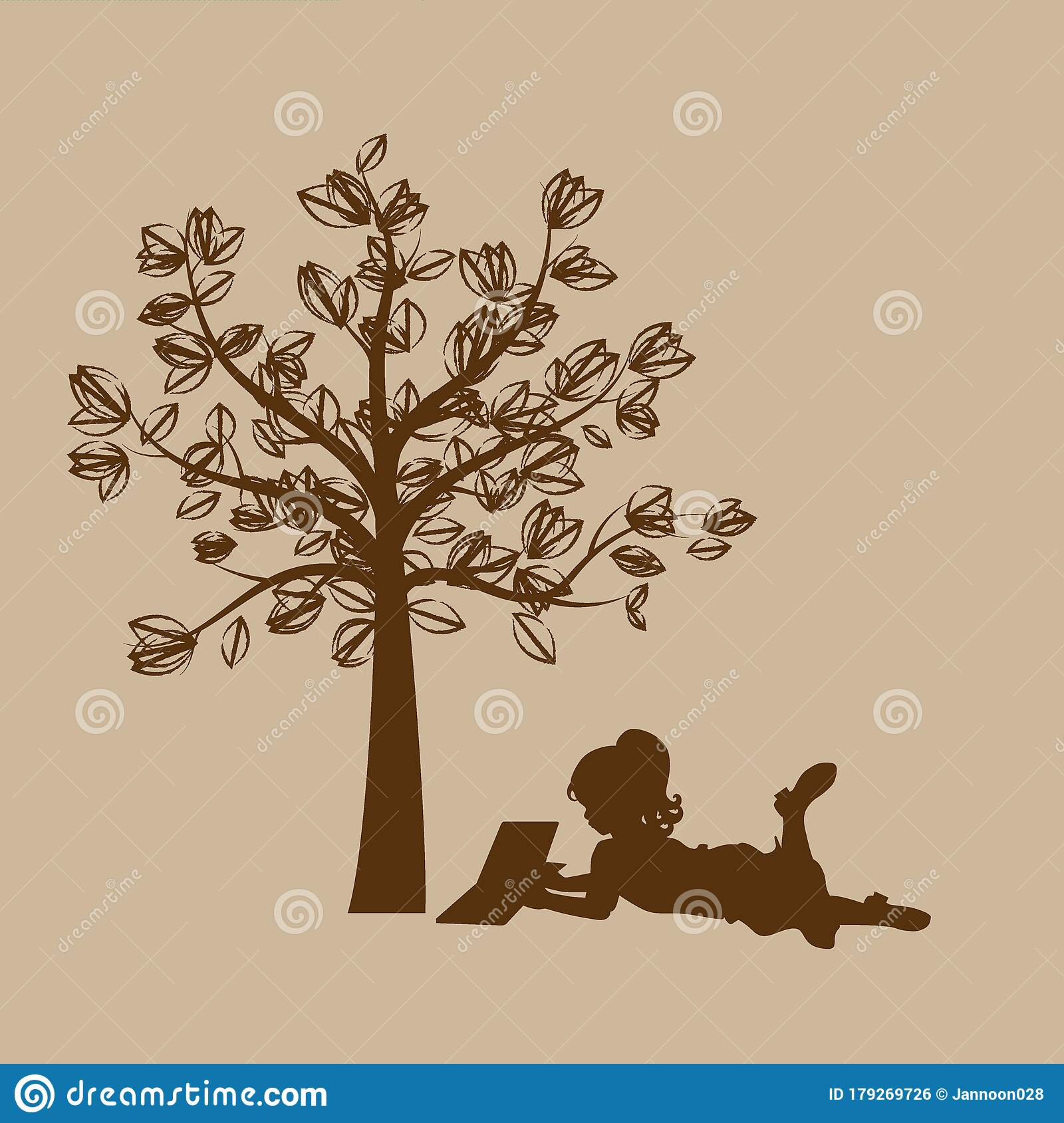 Vector Background With Children Read A Book Under Tree Vector 