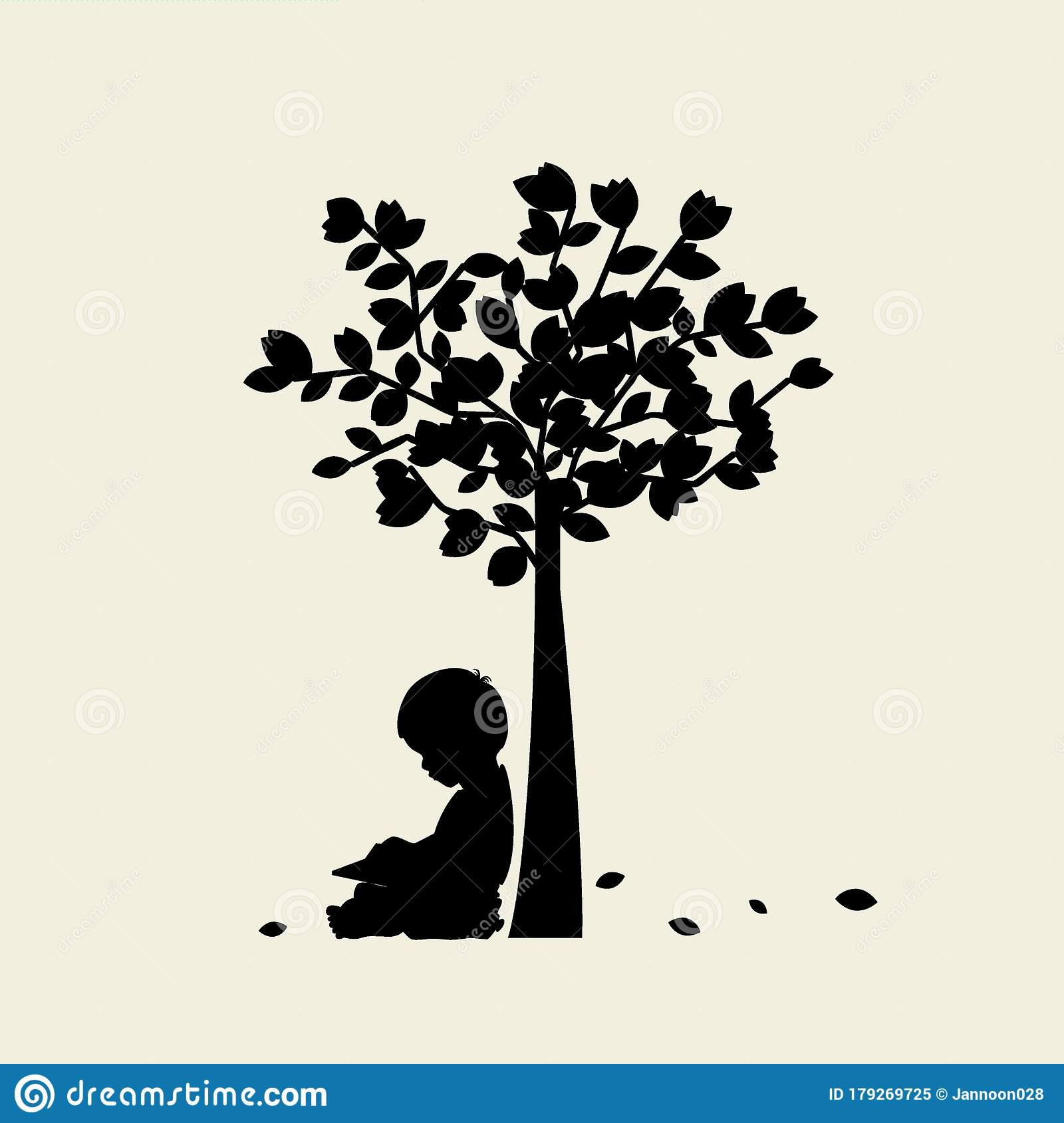 Vector Background With Children Read A Book Under Tree Vector 