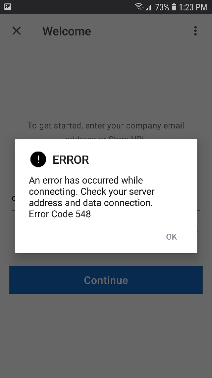 Workspace App For Android After Entering Credentials Receiving Error 