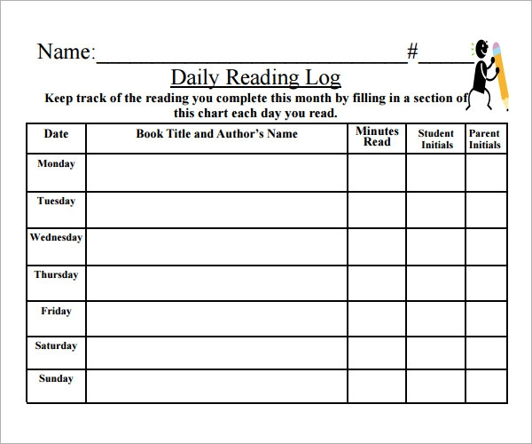 10 Sample Reading Log Templates PDF Word Sample Templates