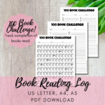 100 Book Challenge Reading Log Book Tracker Homeschool Etsy