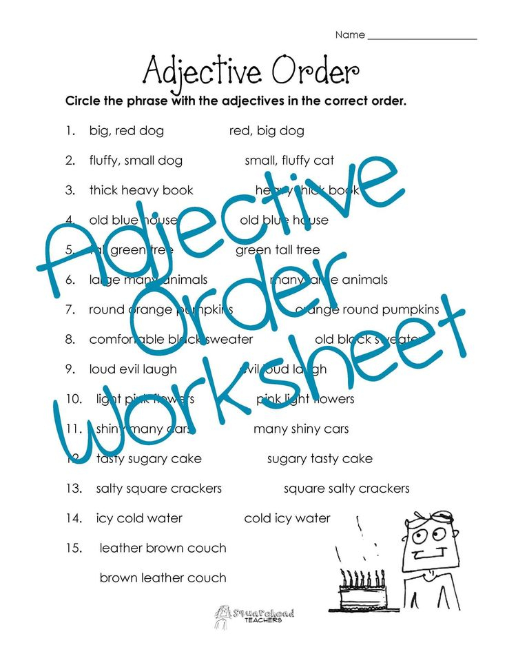 11 4Th Grade Order Of Adjectives Worksheet Adjective Order Order Of 