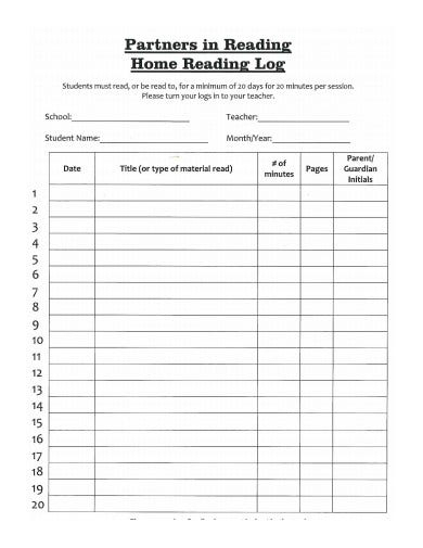 13 Reading Log Sheet Templates In PDF Free Premium Templates