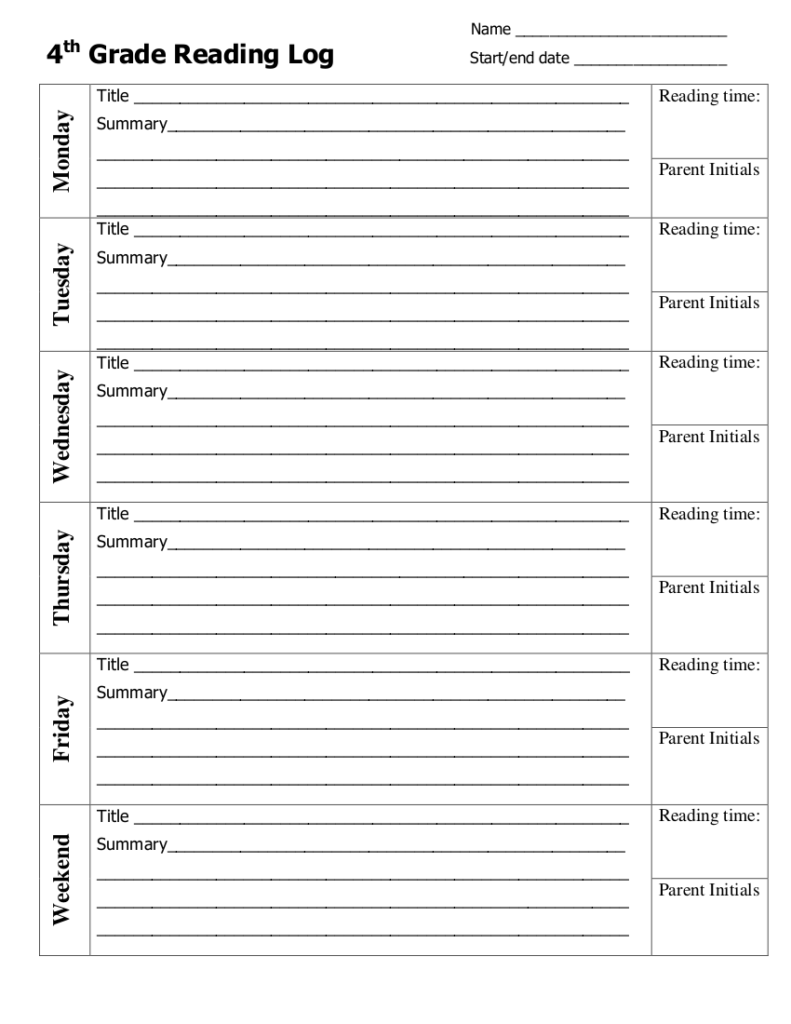 29 Printable Reading Log Examples In PDF Examples